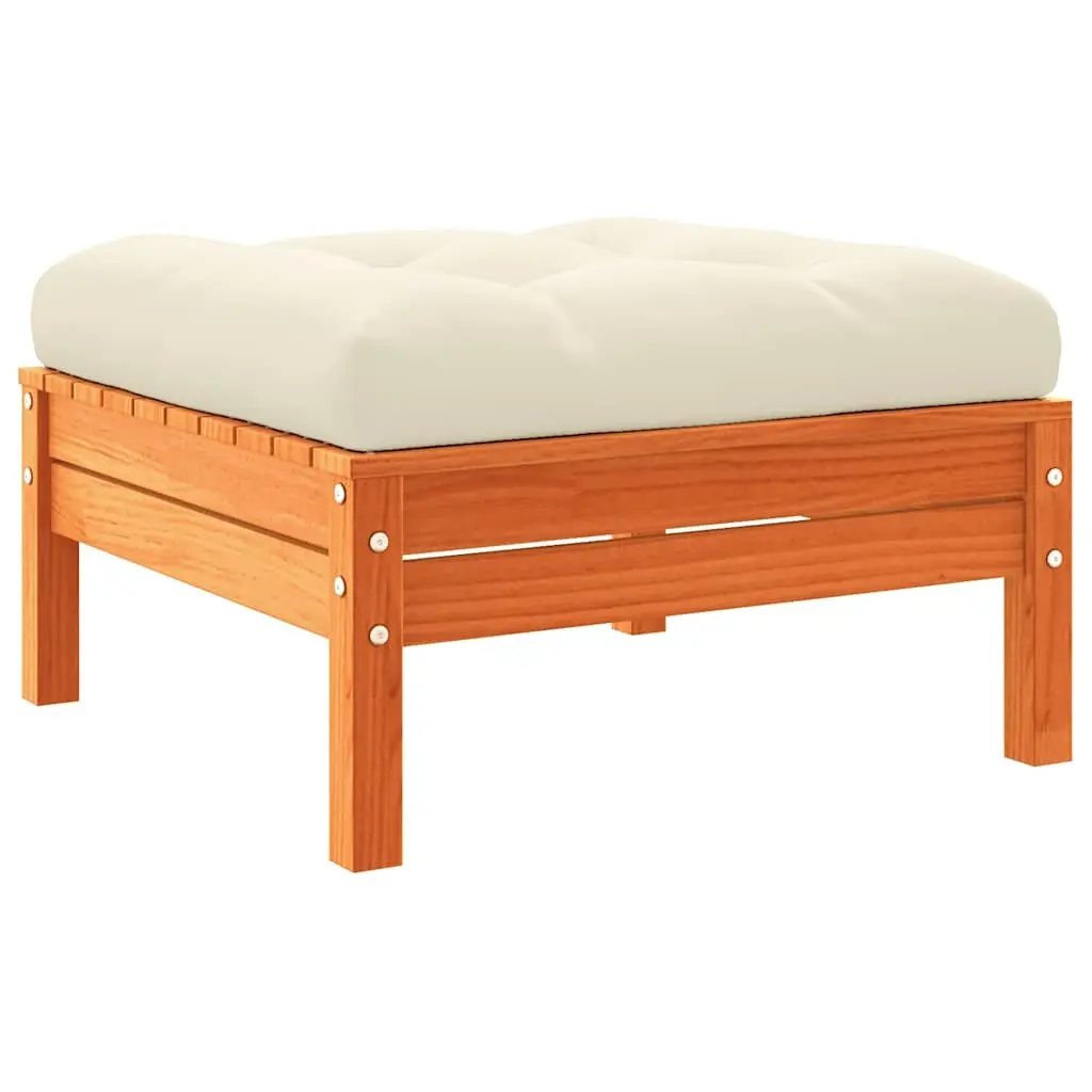 3 Seater Garden Sofa with Cushions and Footstool Outdoor Patio Furniture Brown