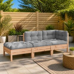 3-Seater Outdoor Sofa: Solid Douglas Wood and Cushions