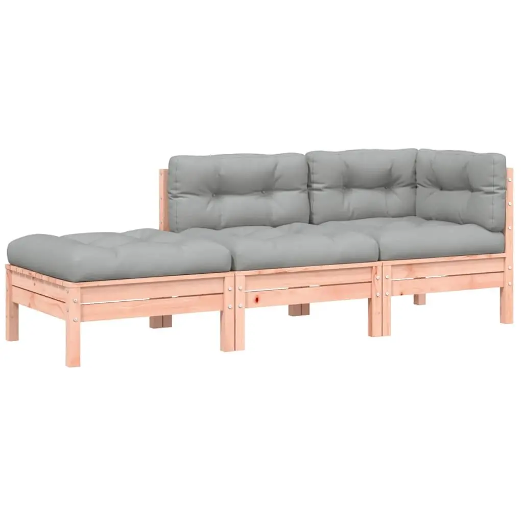 3-Seater Outdoor Garden Sofa with Cushions and Footstool Brown
