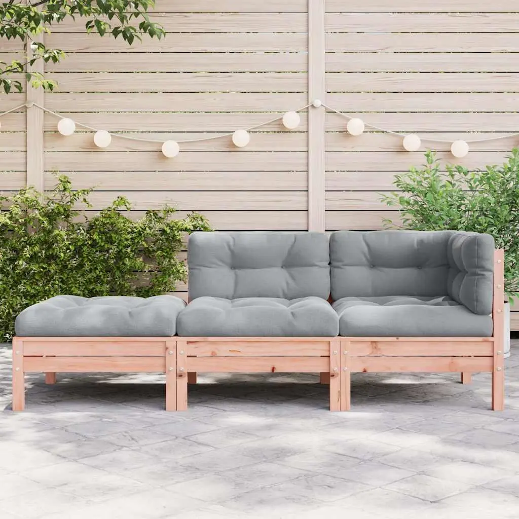 3-Seater Outdoor Garden Sofa with Cushions and Footstool Brown
