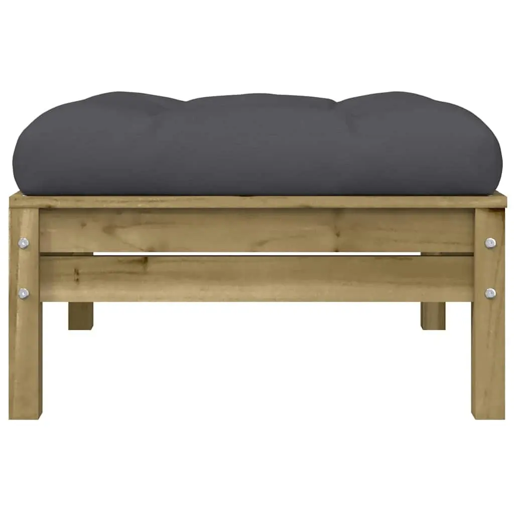 3-Seater Garden Sofa with Cushions Footstool Outdoor Patio Brown Wood