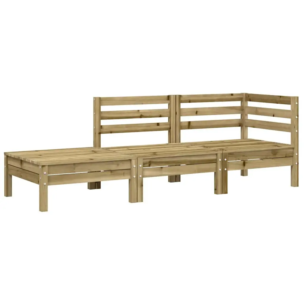 3-Seater Garden Sofa with Cushions Footstool Outdoor Patio Brown Wood