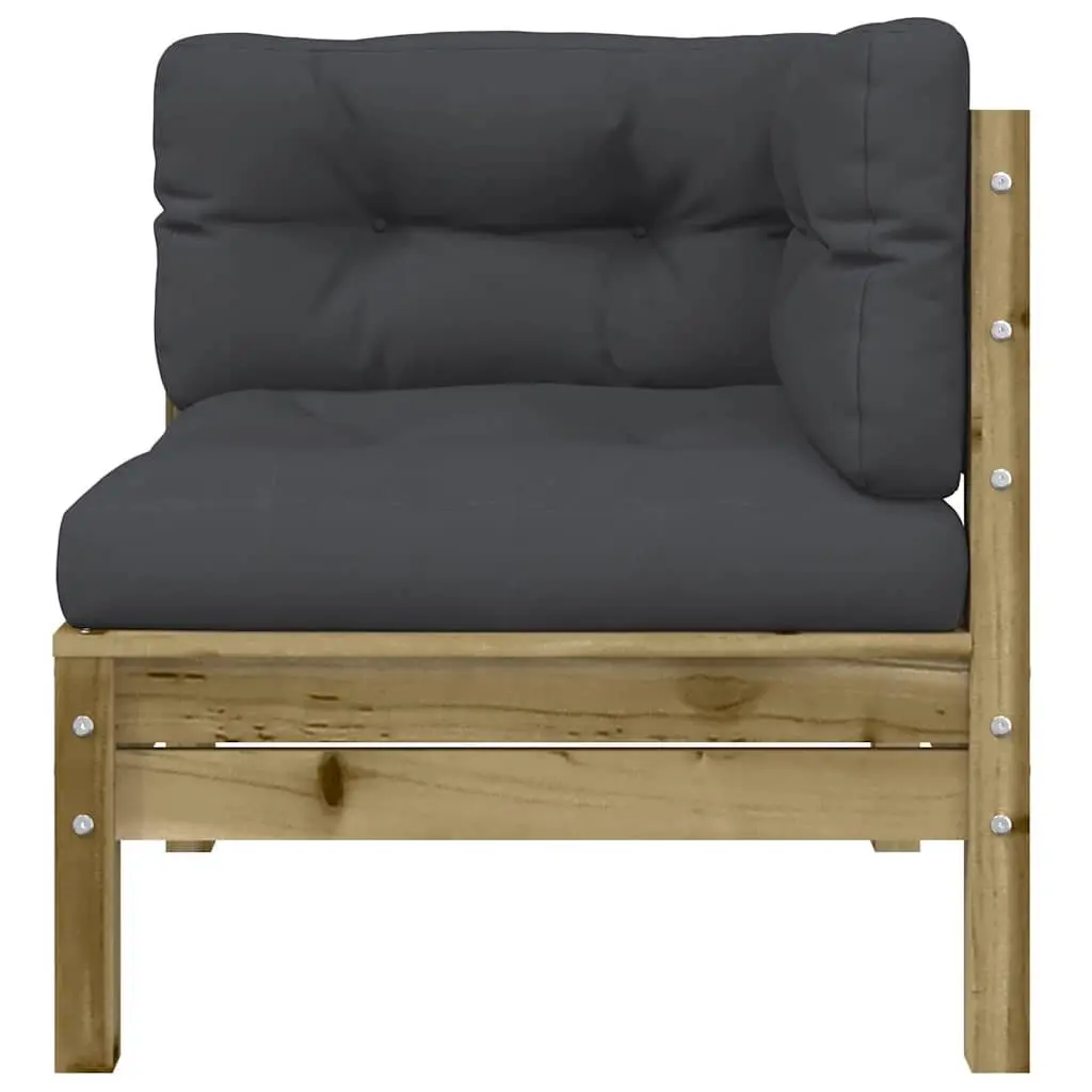 3-Seater Garden Sofa with Cushions Footstool Outdoor Patio Brown Wood