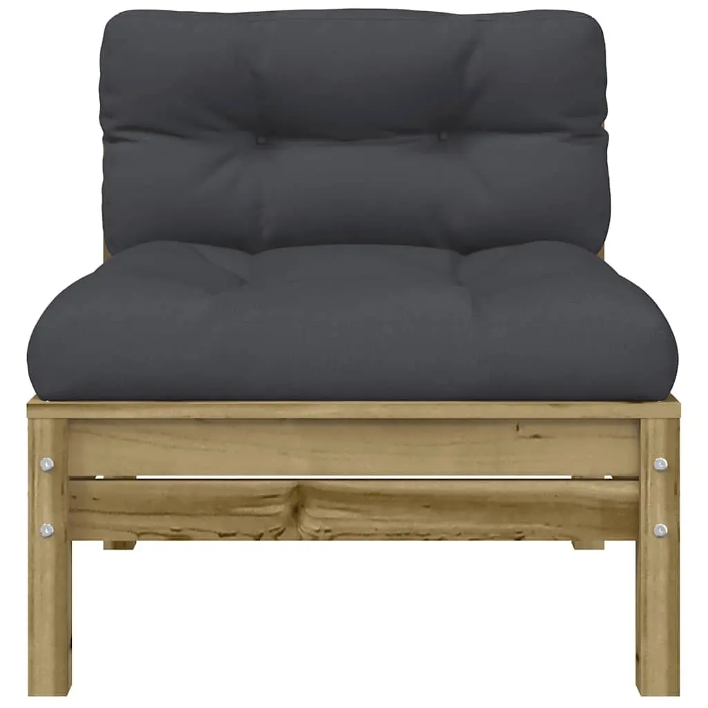 3-Seater Garden Sofa with Cushions Footstool Outdoor Patio Brown Wood