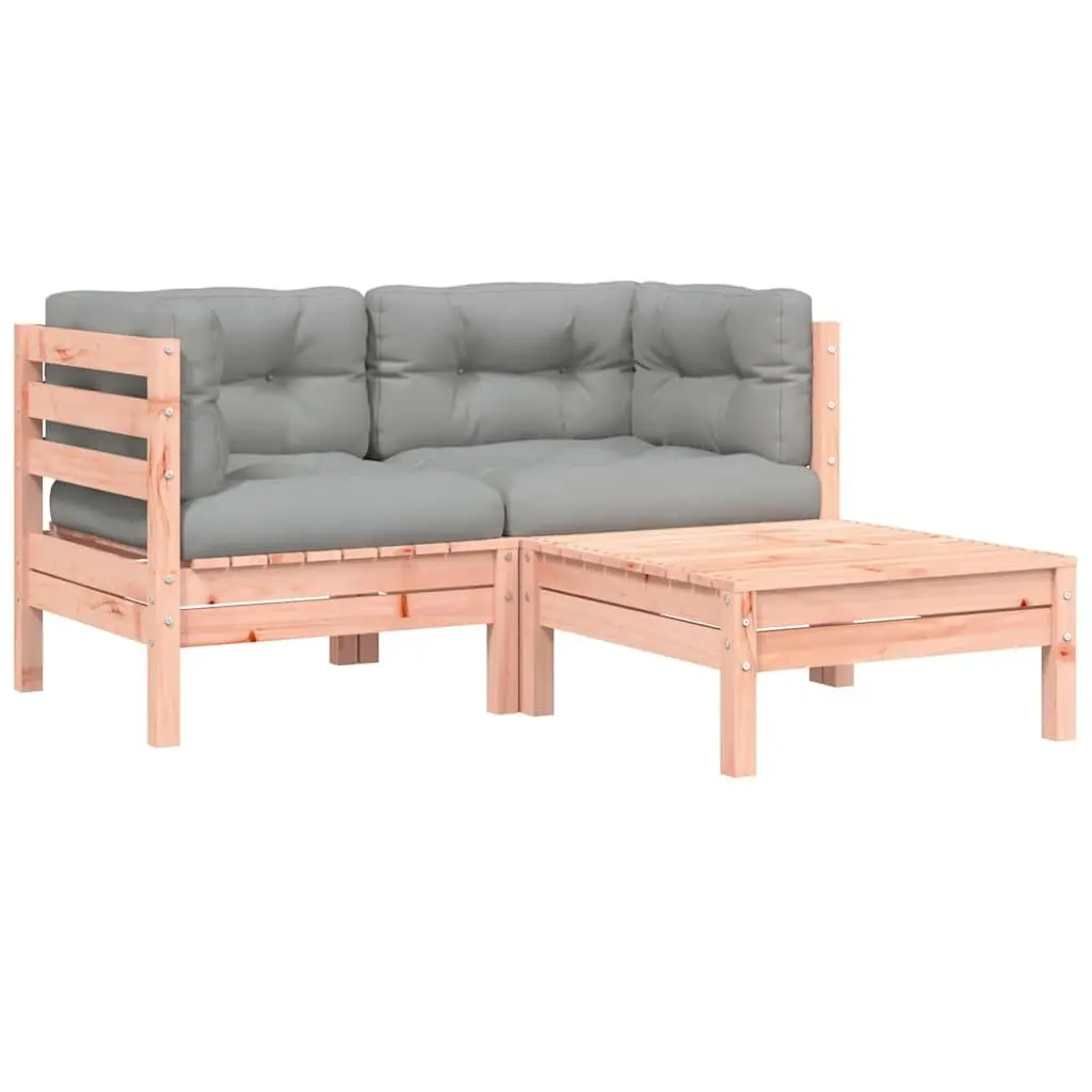 2-Seater Wooden Garden Sofa with Cushions Footstool Outdoor Patio Furniture