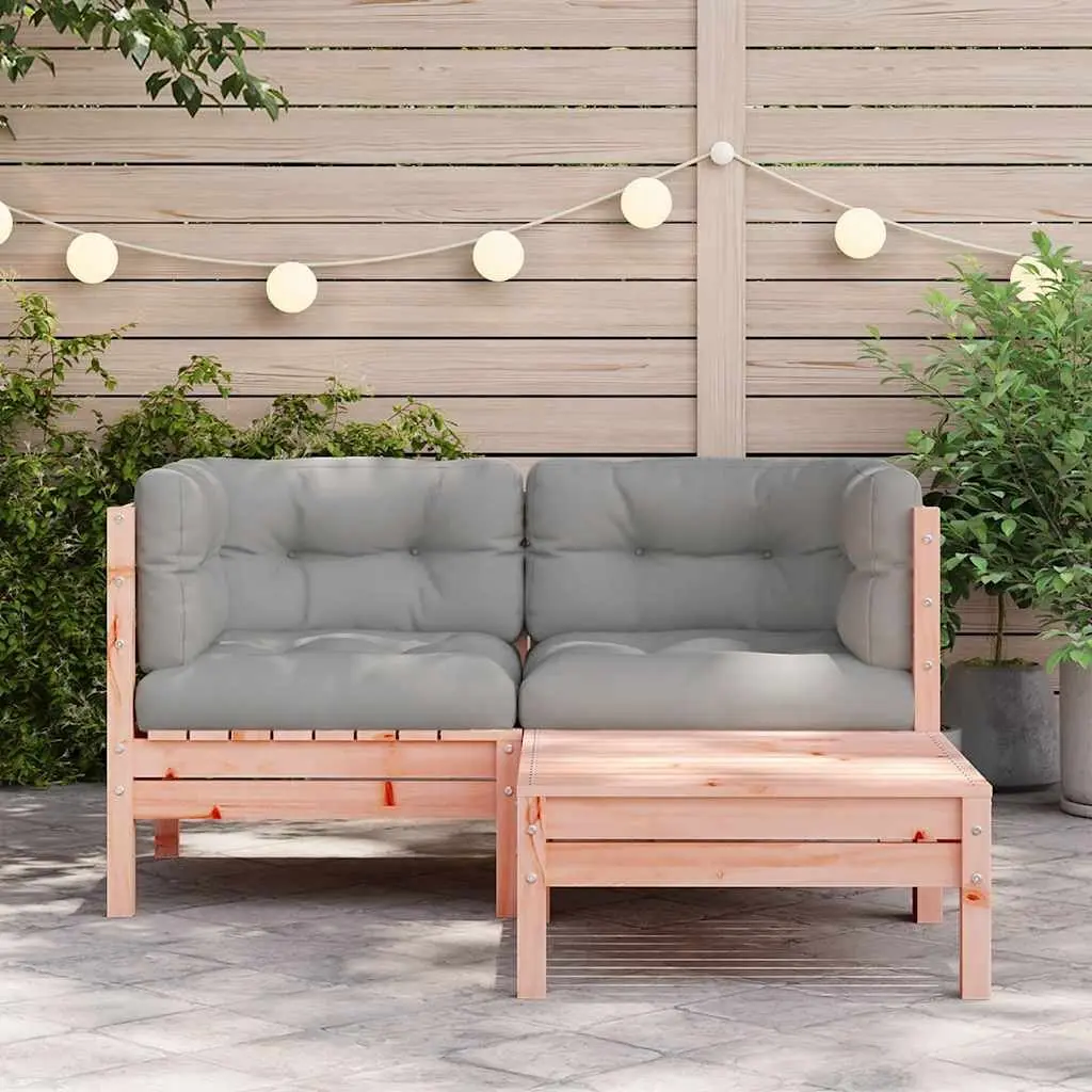 2-Seater Wooden Garden Sofa with Cushions Footstool Outdoor Patio Furniture