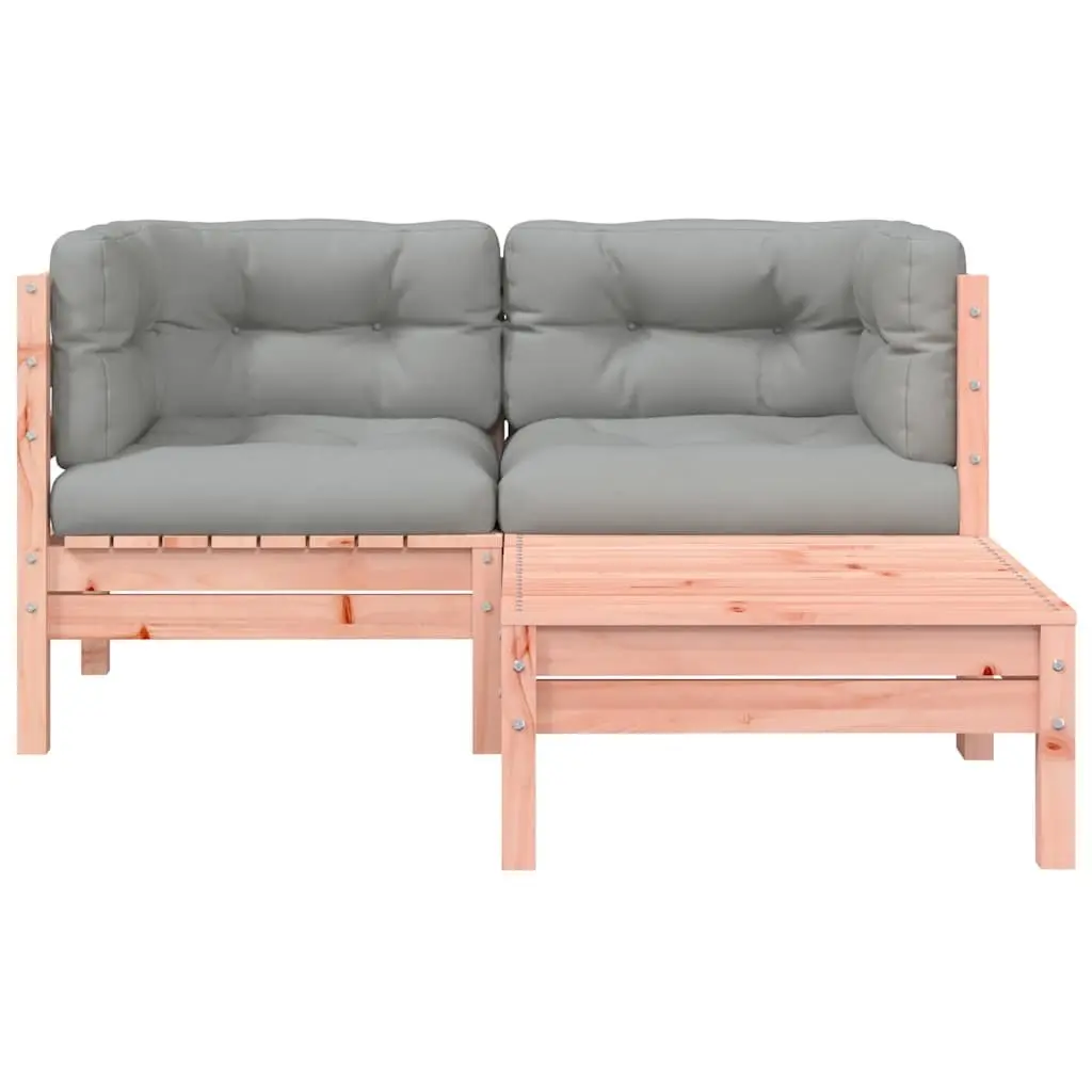 2-Seater Wooden Garden Sofa with Cushions Footstool Outdoor Patio Furniture