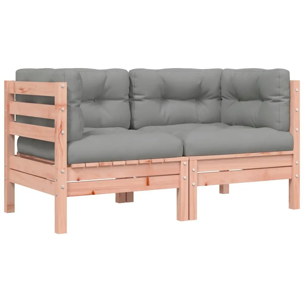 2-Seater Wooden Garden Sofa with Cushions Footstool Outdoor Patio Furniture