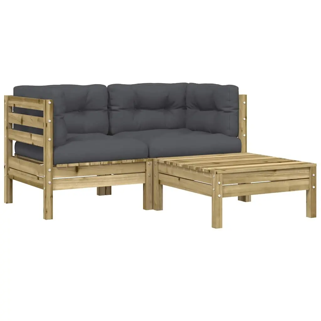 Wooden Garden Sofa for Outdoor Use with Cushions and Footstool Brown