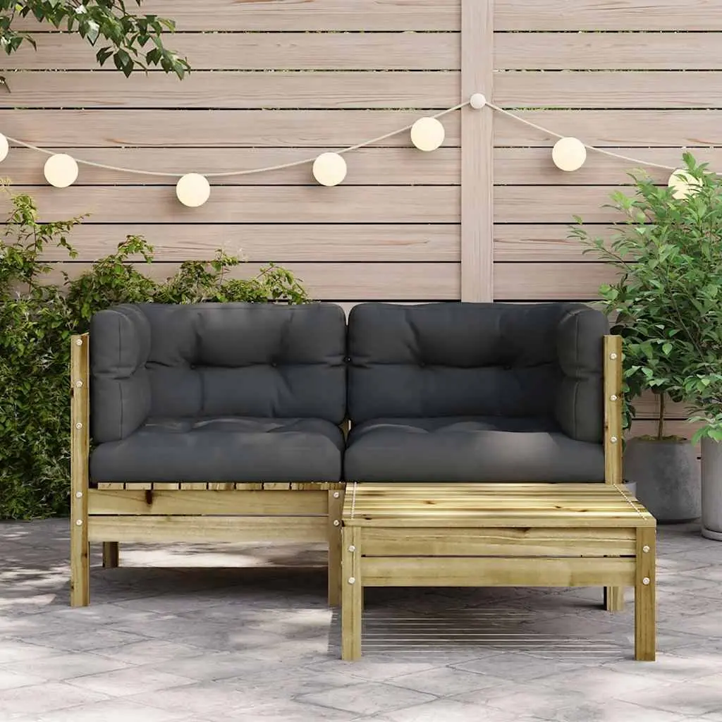 Wooden Garden Sofa for Outdoor Use with Cushions and Footstool Brown