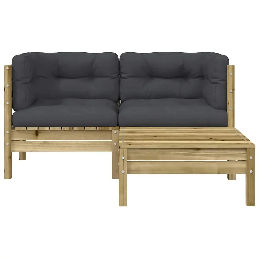 Wooden Garden Sofa for Outdoor Use with Cushions and Footstool Brown