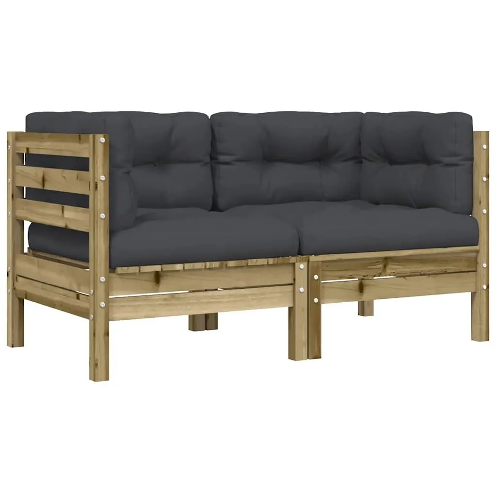 Wooden Garden Sofa for Outdoor Use with Cushions and Footstool Brown