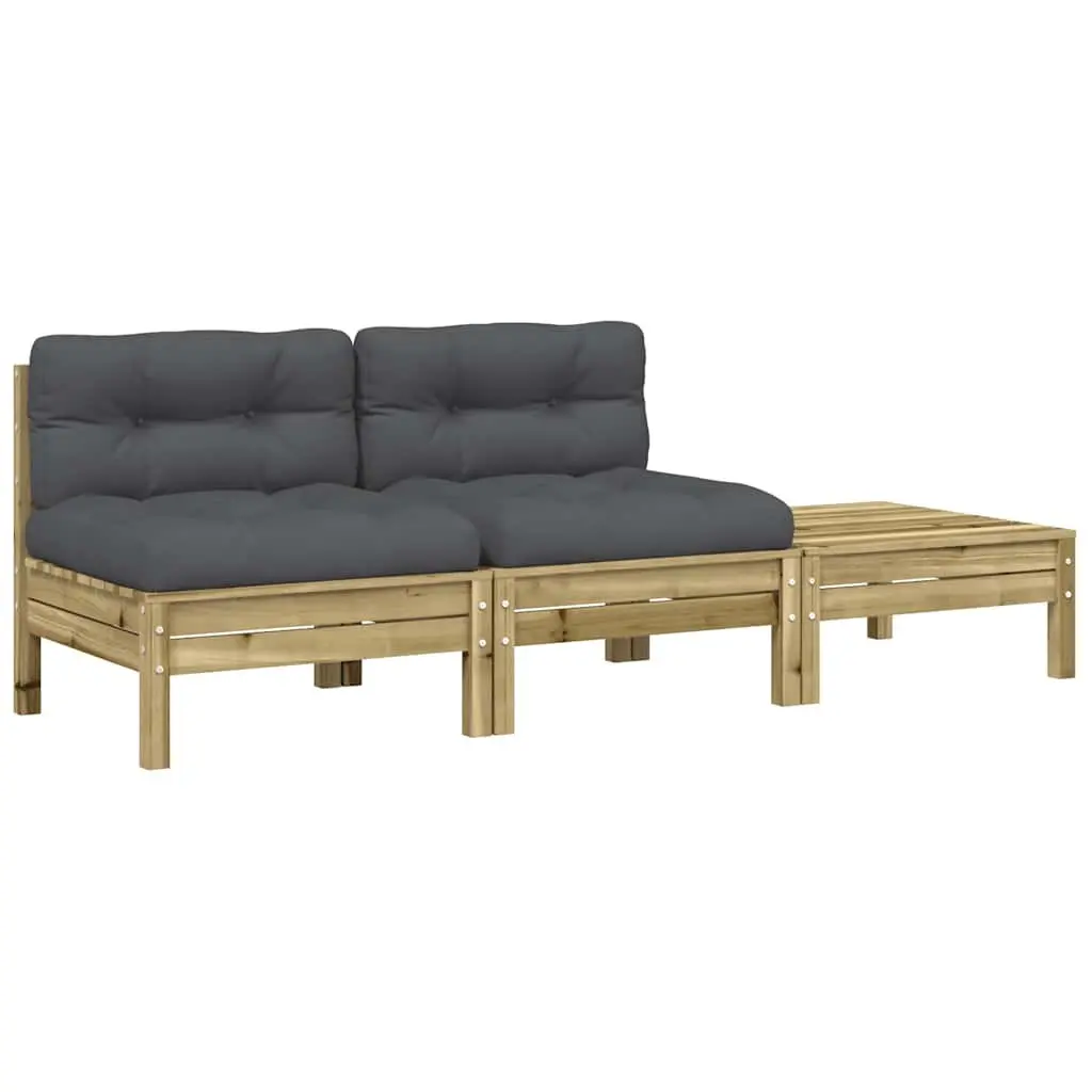 2-Seater Garden Sofa with Footstool Cushions Brown Outdoor Patio