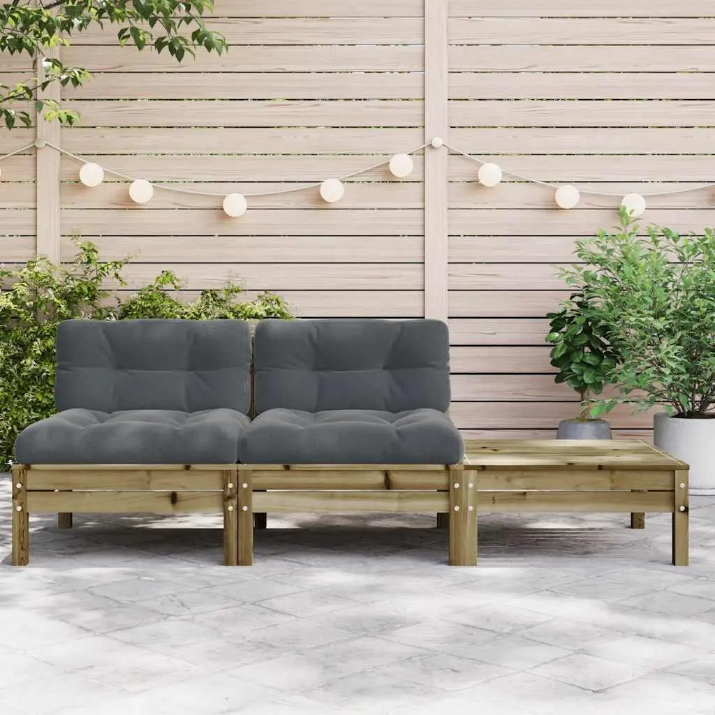 2-Seater Garden Sofa with Footstool Cushions Brown Outdoor Patio