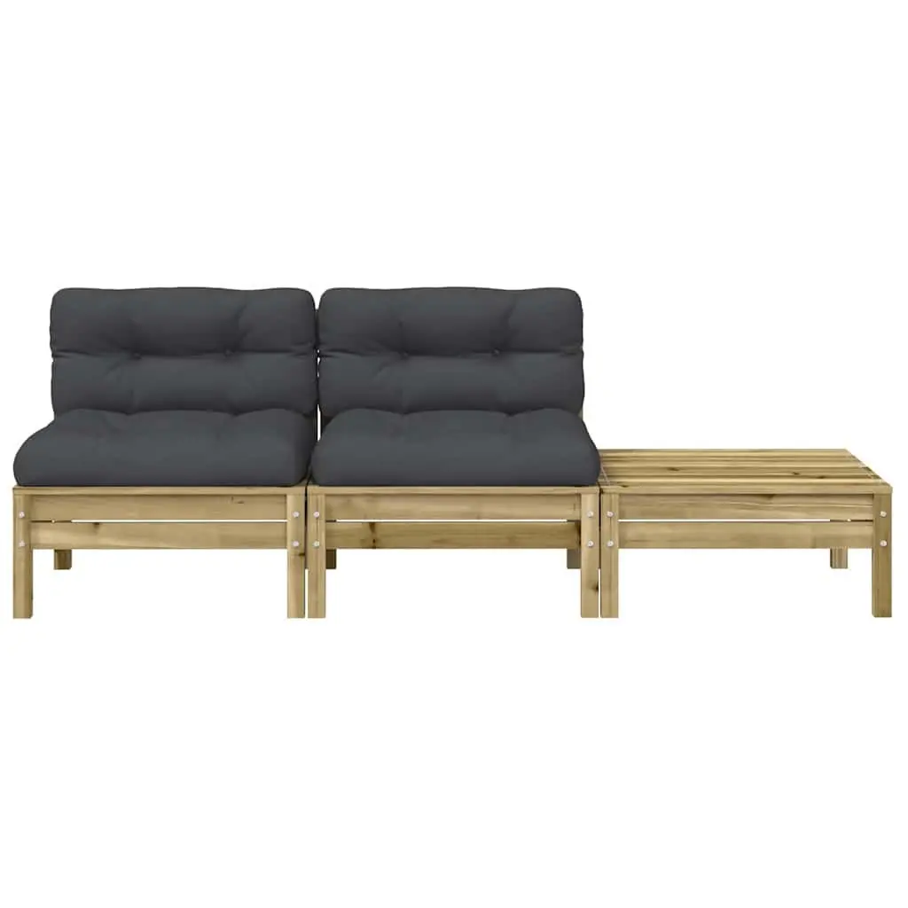 2-Seater Garden Sofa with Footstool Cushions Brown Outdoor Patio