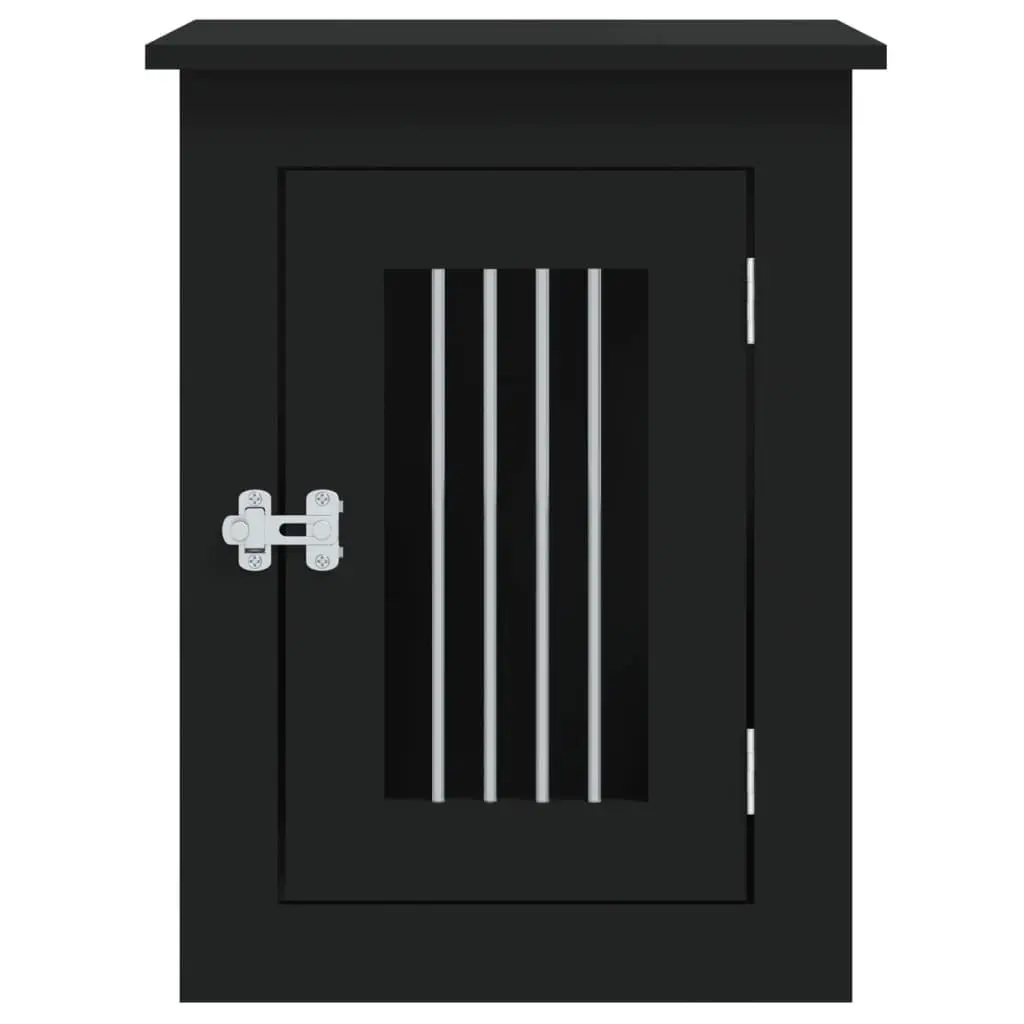 Dog Crate Furniture End Table for Living Room Black 45x62x59cm Steel Wire Engineered Wood