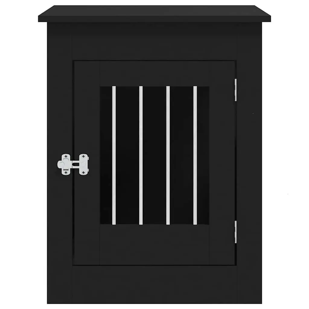 Dog Crate Furniture End Table for Living Room 55x80x68cm Black Steel Wire Engineered Wood