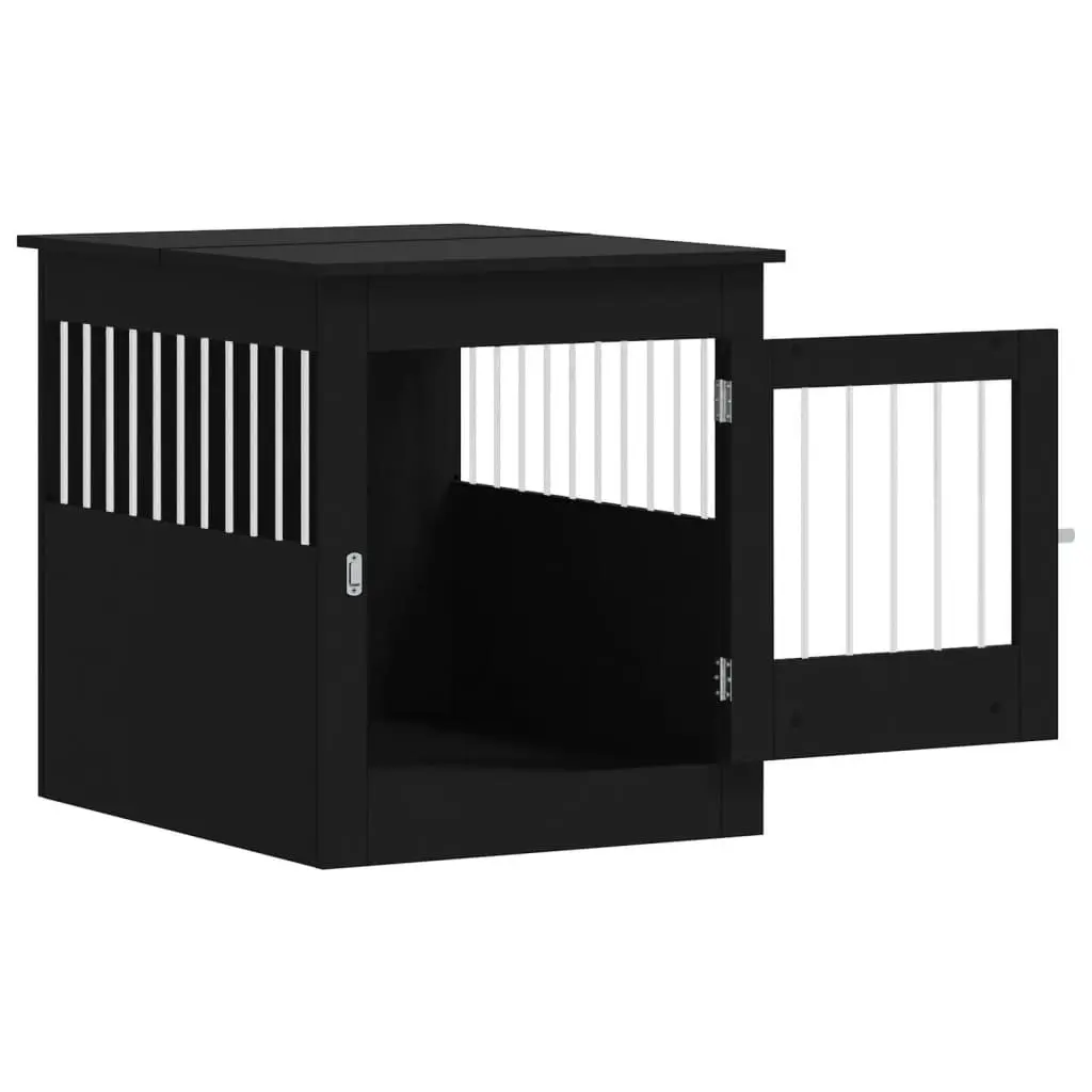 Dog Crate Furniture End Table Black 64.5x80x71cm for Living Room or Bedroom