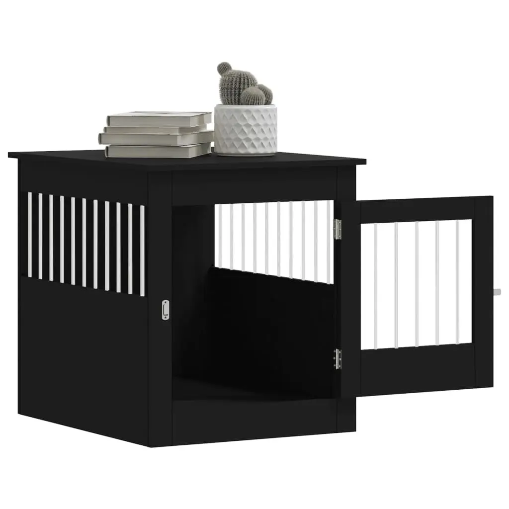 Dog Crate Furniture End Table Black 64.5x80x71cm for Living Room or Bedroom