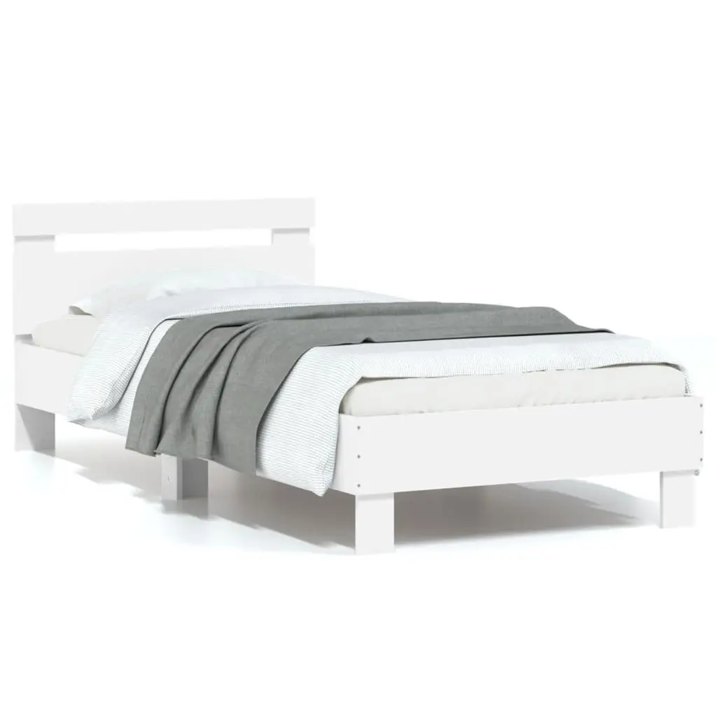 White Bed Frame with Headboard for Bedroom 90x190 cm