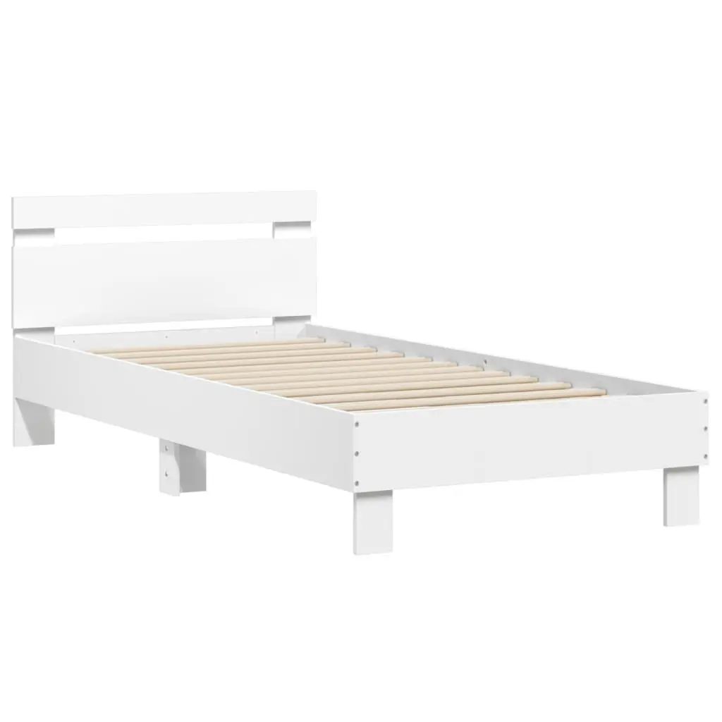 White Bed Frame with Headboard for Bedroom 90x190 cm