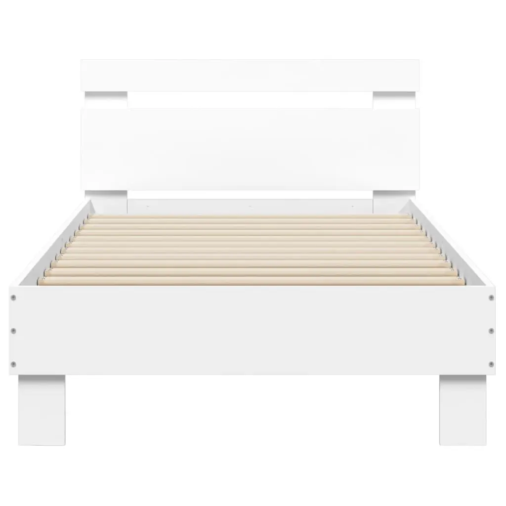 White Bed Frame with Headboard for Bedroom 90x190 cm