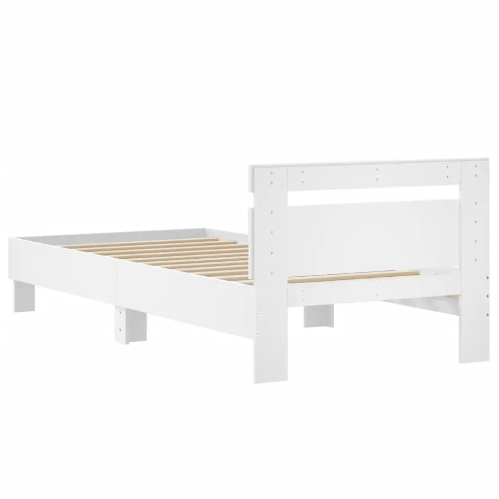 White Bed Frame with Headboard for Bedroom 90x190 cm