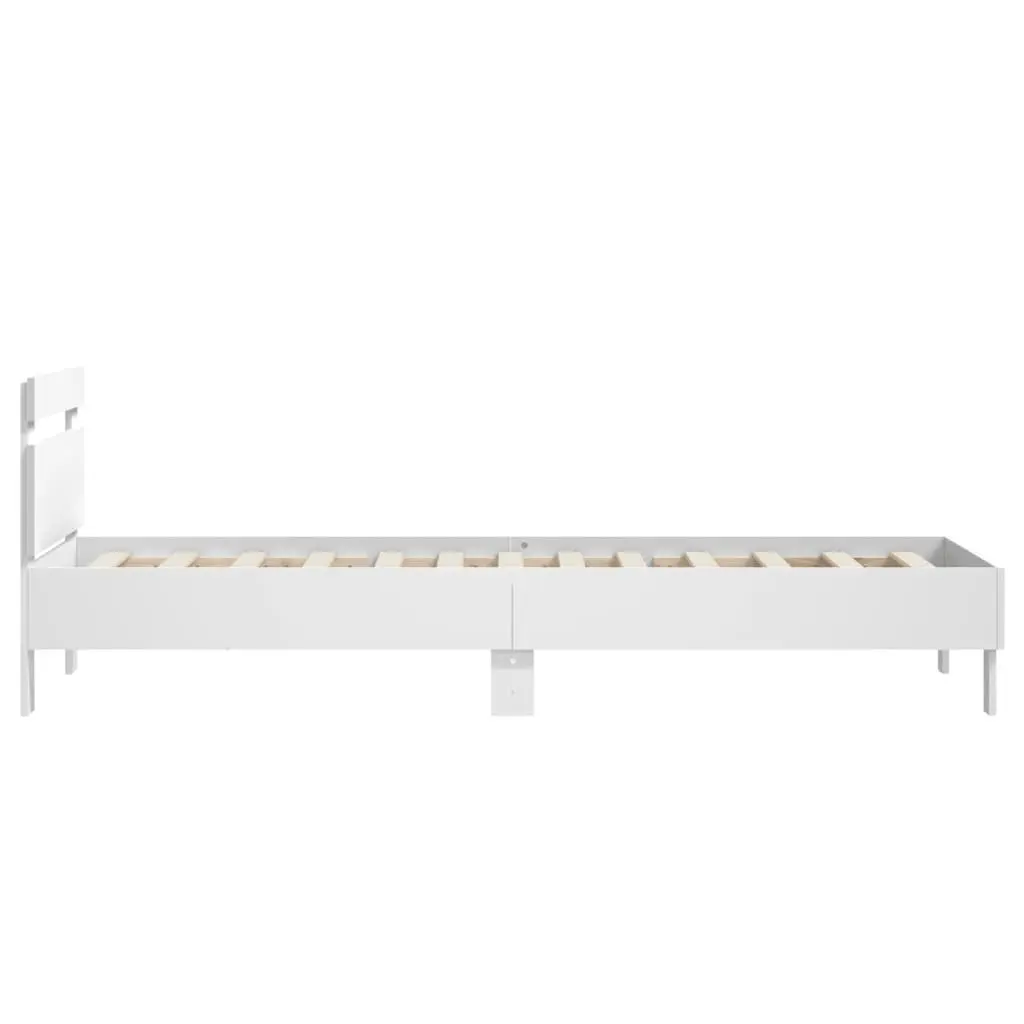 White Bed Frame with Headboard for Bedroom 90x190 cm