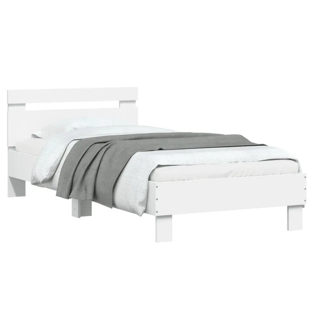 White Bed Frame with Headboard for Bedroom 90x190 cm