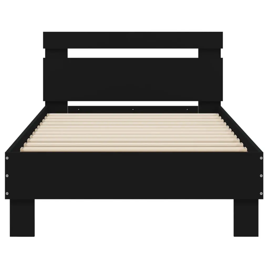 Black Bed Frame 90x190 cm with Engineered Wood Structure