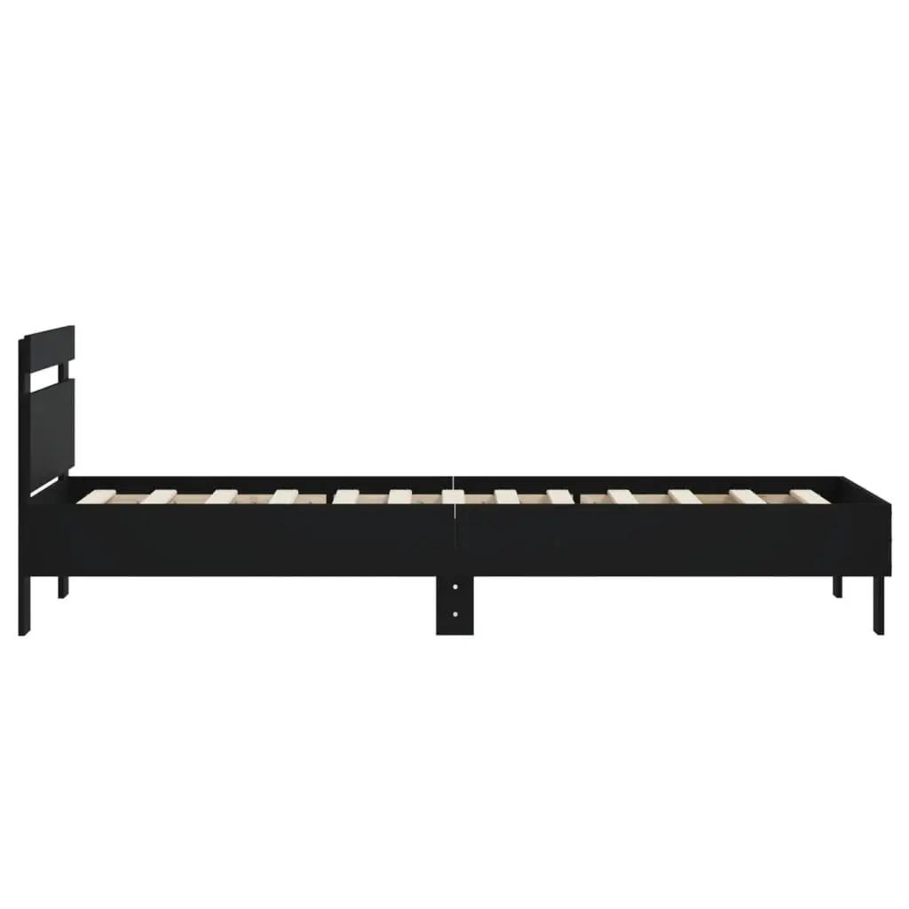 Black Bed Frame 90x190 cm with Engineered Wood Structure