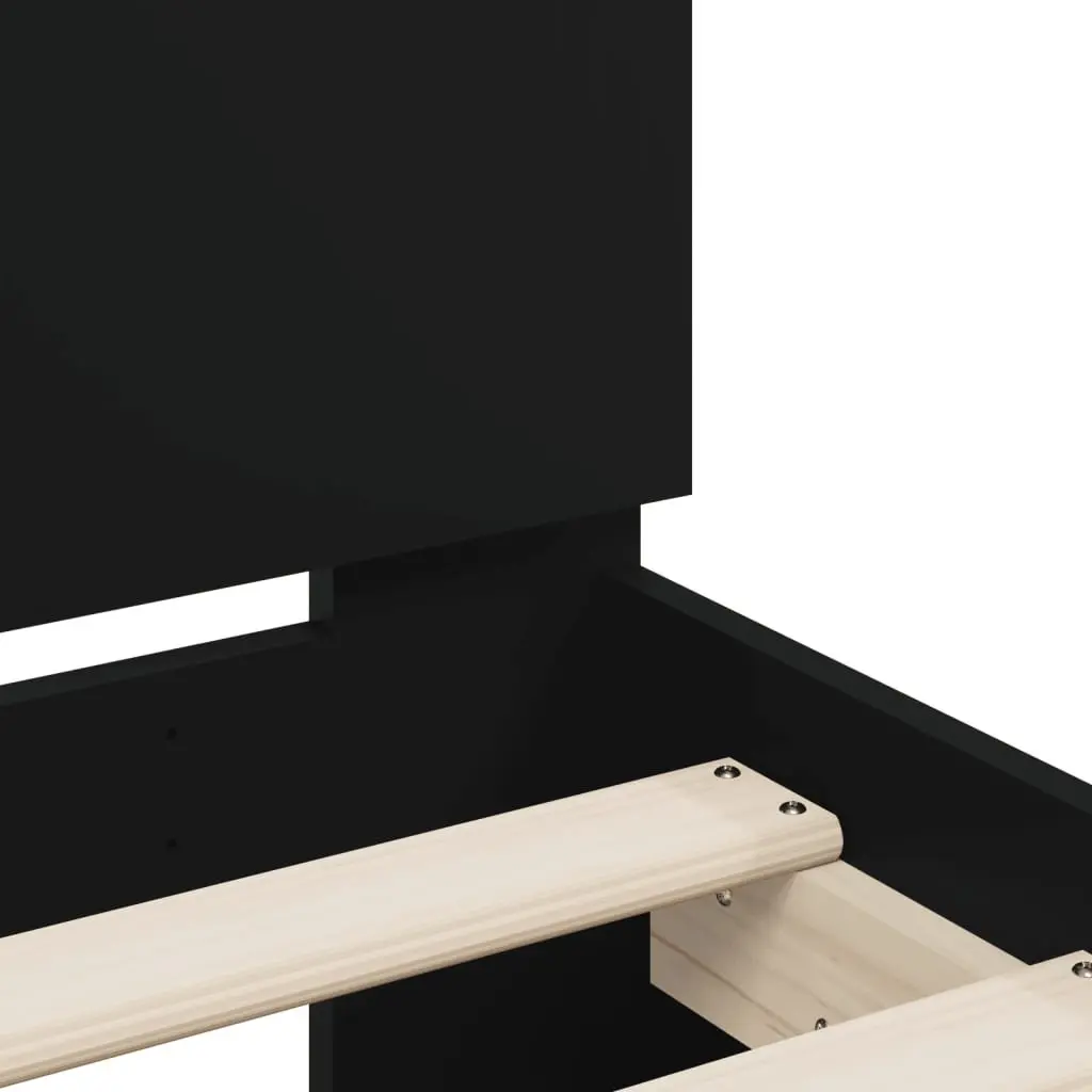 Black Bed Frame 90x190 cm with Engineered Wood Structure