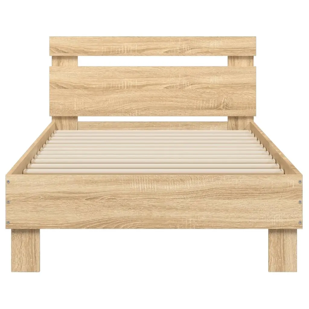 Bed Frame with Headboard for Bedroom Brown Engineered Wood 90x190 cm
