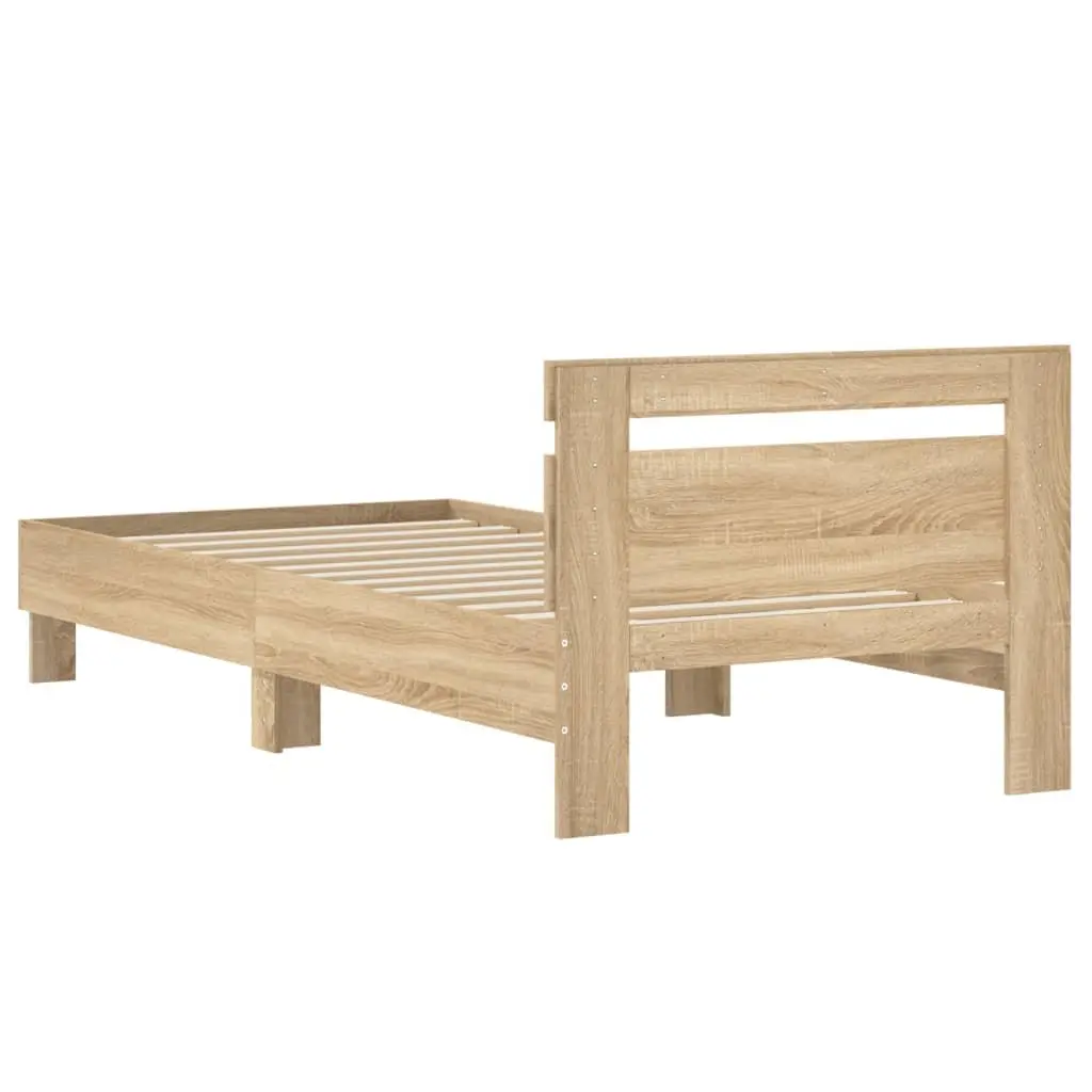 Bed Frame with Headboard for Bedroom Brown Engineered Wood 90x190 cm