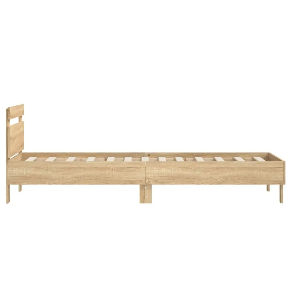 Bed Frame with Headboard for Bedroom Brown Engineered Wood 90x190 cm