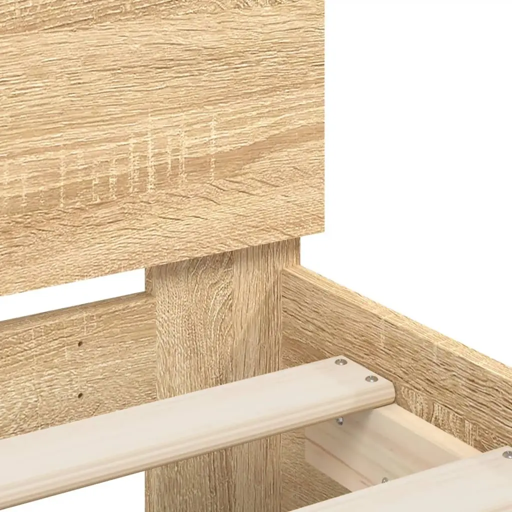 Bed Frame with Headboard for Bedroom Brown Engineered Wood 90x190 cm