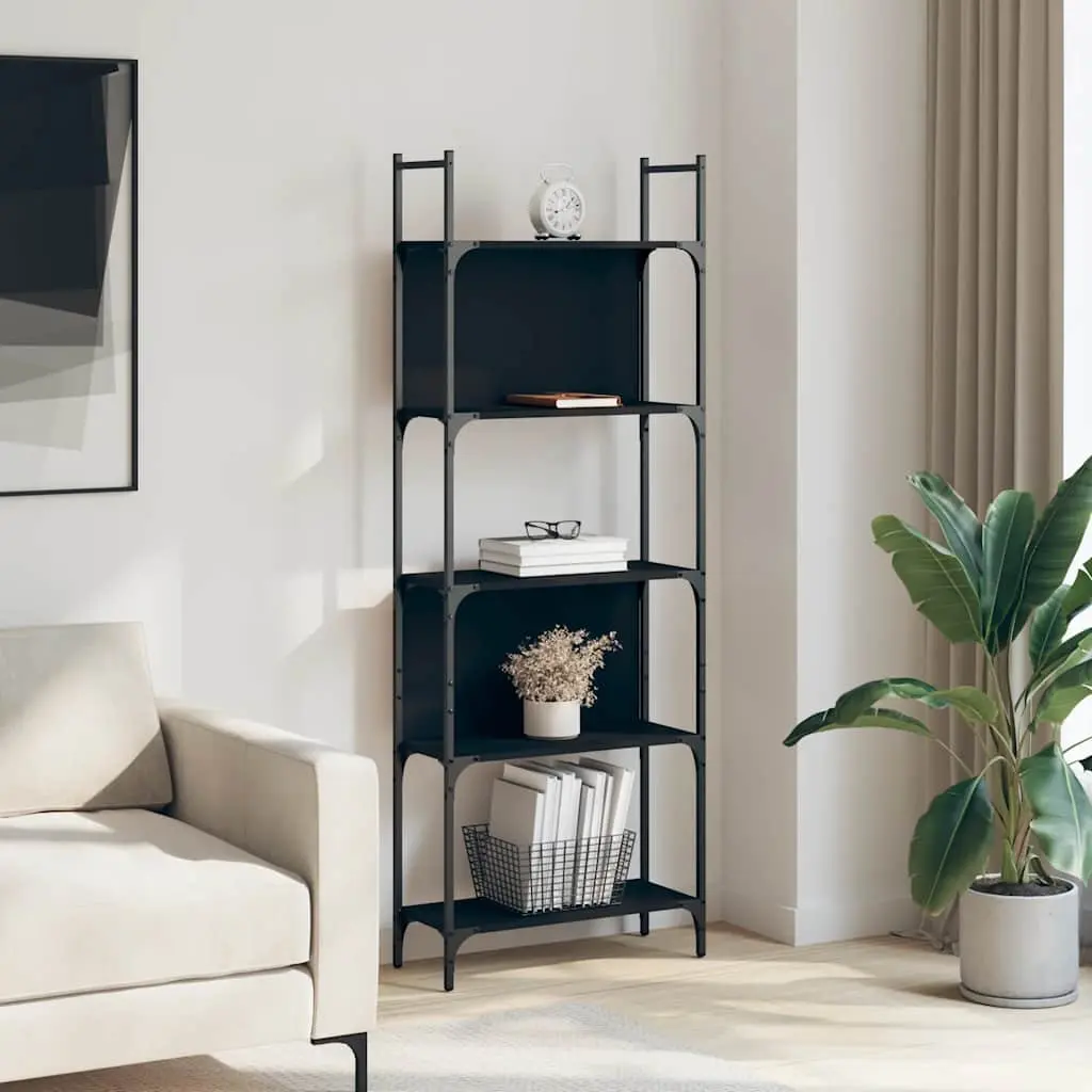 5-Tier Bookshelf for Living Room Study Bedroom Black 166.5cm