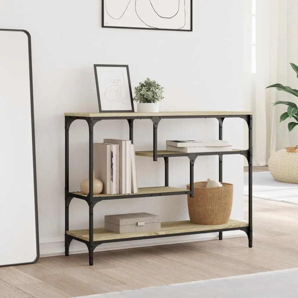 Console Table for Hallway 100 x 30 x 75 cm Sonoma Oak Brown Engineered Wood with Metal Frame