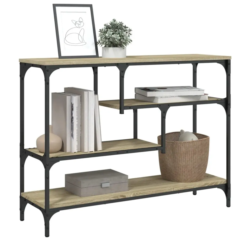 Console Table for Hallway 100 x 30 x 75 cm Sonoma Oak Brown Engineered Wood with Metal Frame