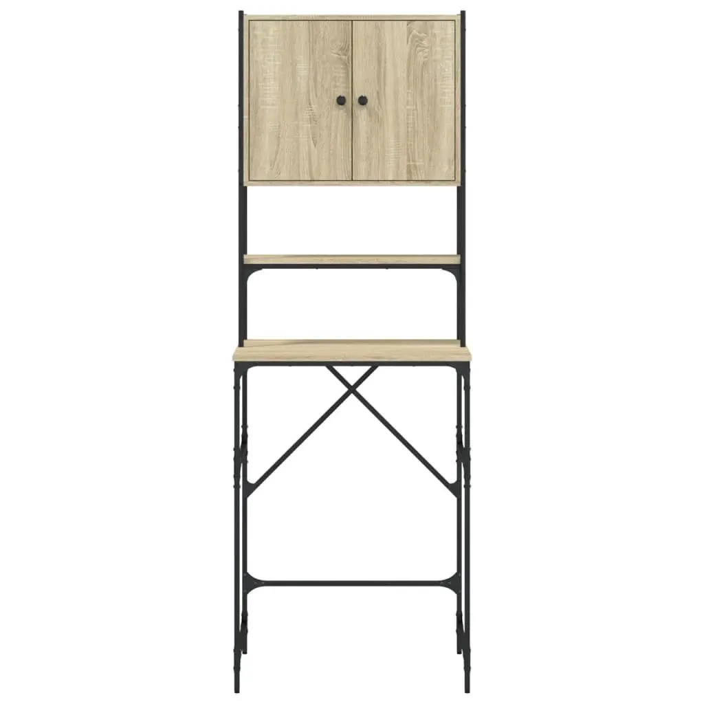 Washing Machine Cabinet Bathroom Storage Organiser Sonoma Oak Engineered Wood 68 x 48.5 x 194 cm