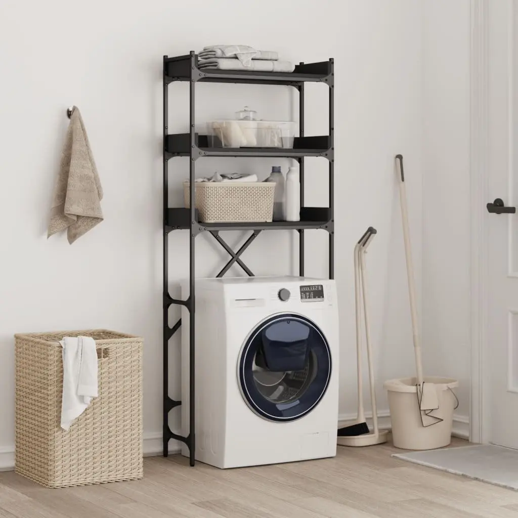 Washing Machine Shelf 3-Tier Black Bathroom Storage Organizer Space Saving