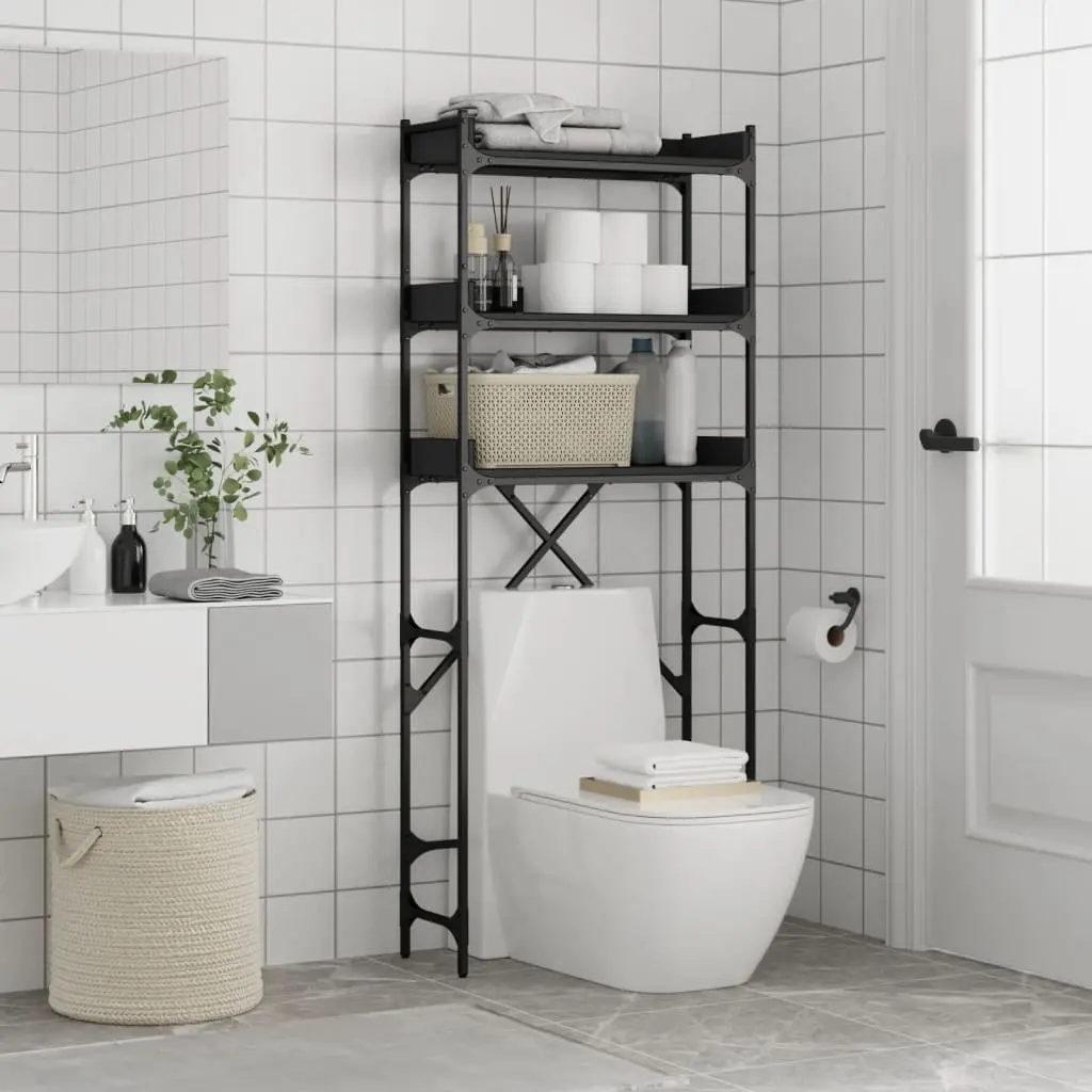 Washing Machine Shelf 3-Tier Black Bathroom Storage Organizer Space Saving