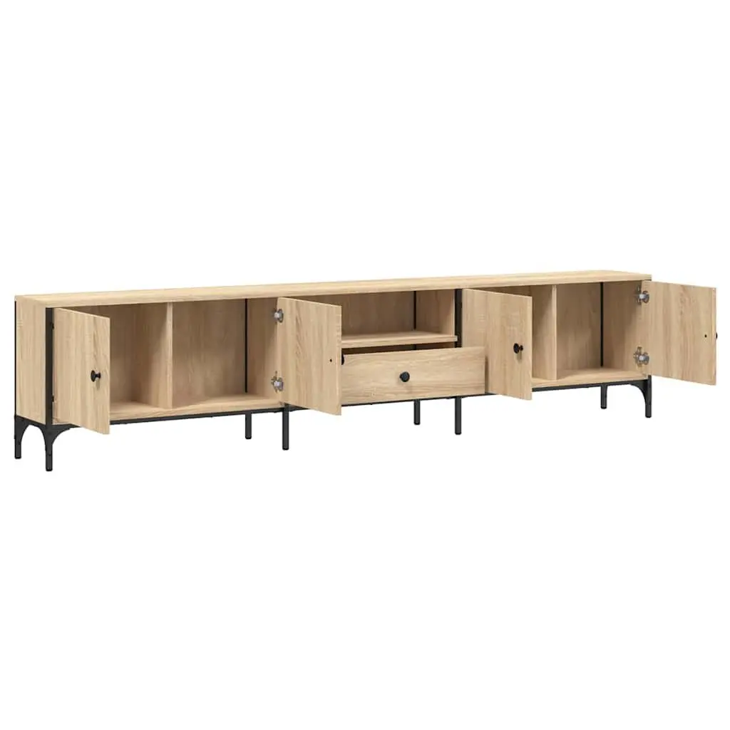 TV Cabinet for Living Room Brown Engineered Wood Media Storage Unit 200W x 25D x 44H cm