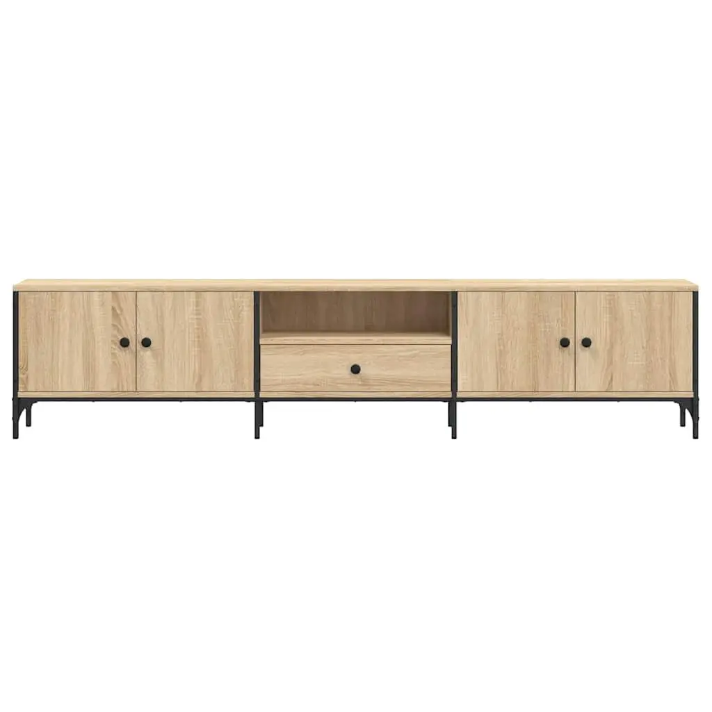 TV Cabinet for Living Room Brown Engineered Wood Media Storage Unit 200W x 25D x 44H cm