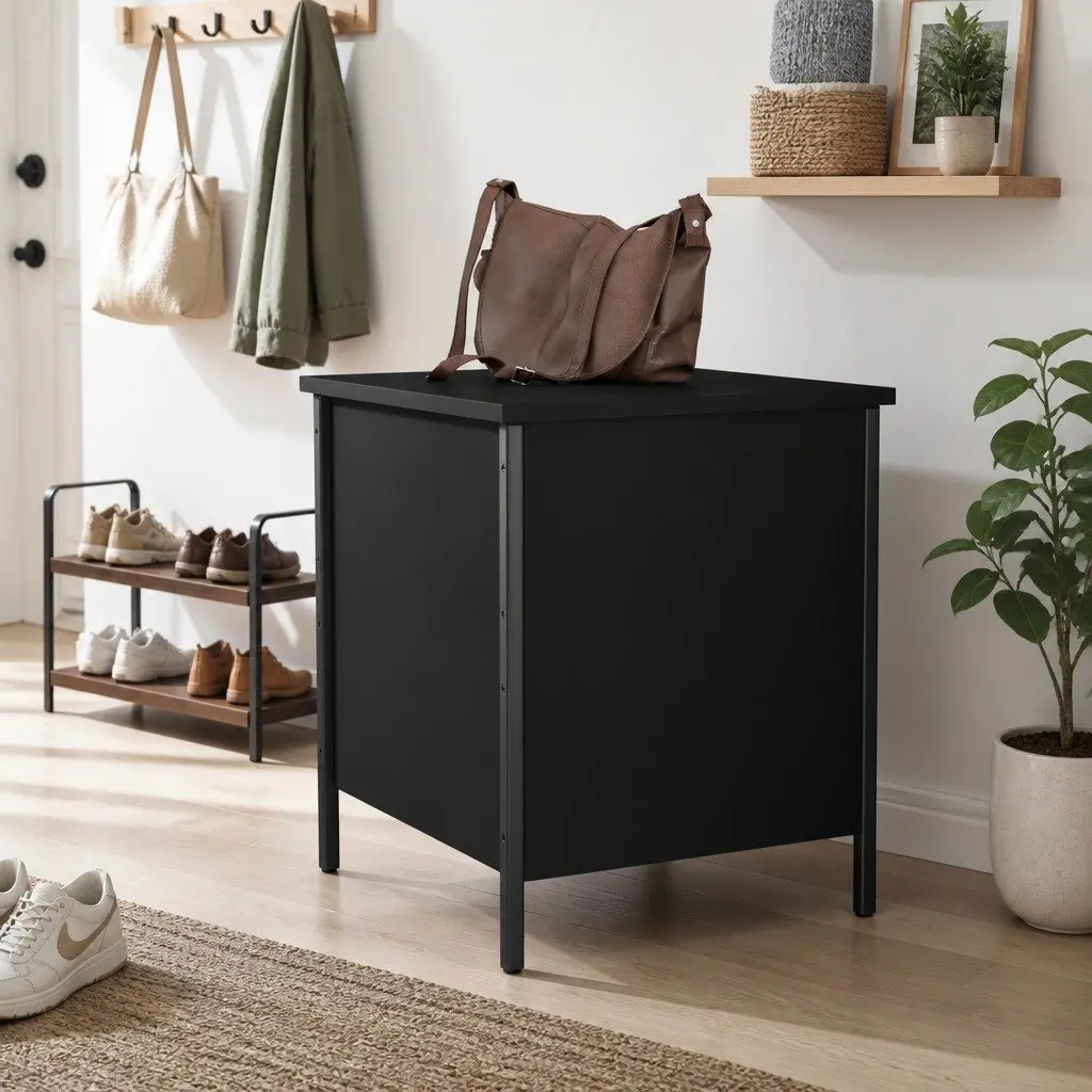 Black Storage Bench with Large Capacity