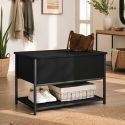 Black Storage Bench Dimensions 70x42.5x47cm, Strong Frame