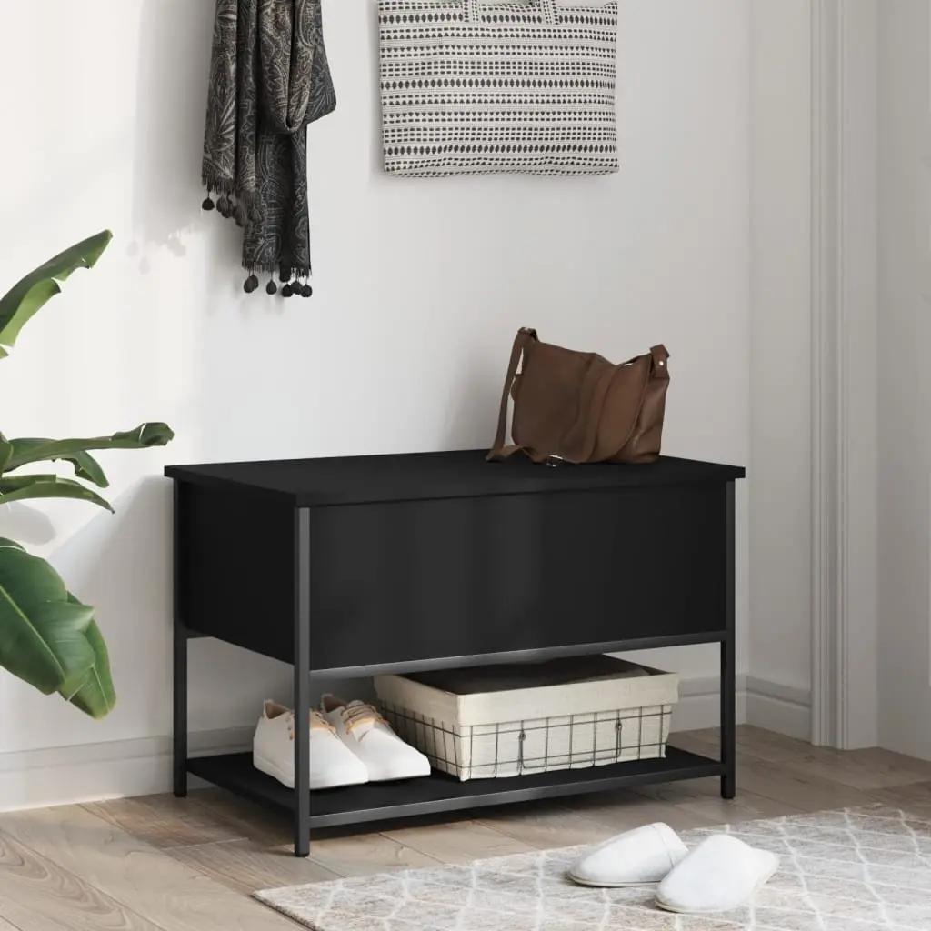 Storage Bench Black Hallway Entryway 70x42.5x47cm