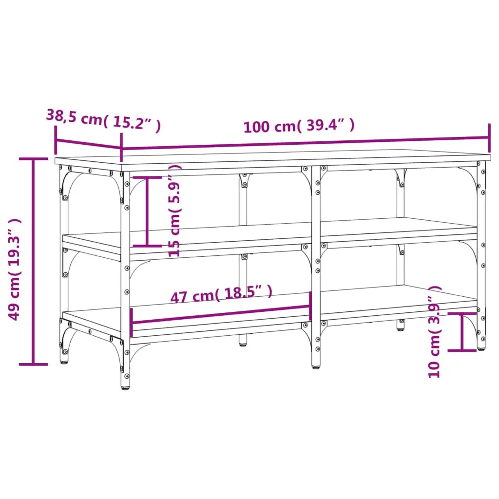 Shoe Bench Storage Entryway Hallway 100x38.5x49cm 3-Tier Shelves