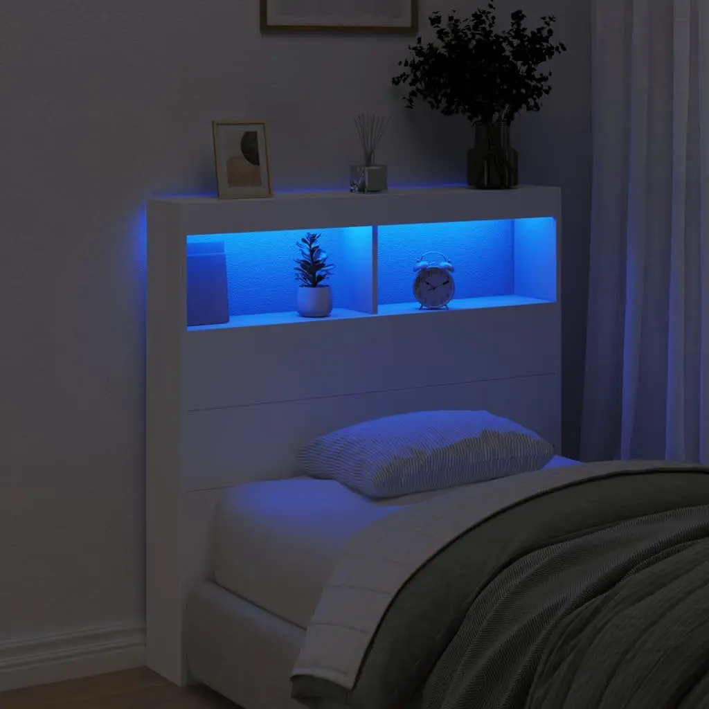 Headboard Cabinet with RGB LED Lights 100cm