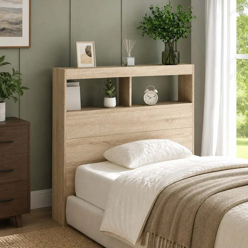 100 cm Brown Headboard Cabinet with RGB Lights